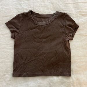 John Galt / Brandy Melville Brown Cropped Baby Tee